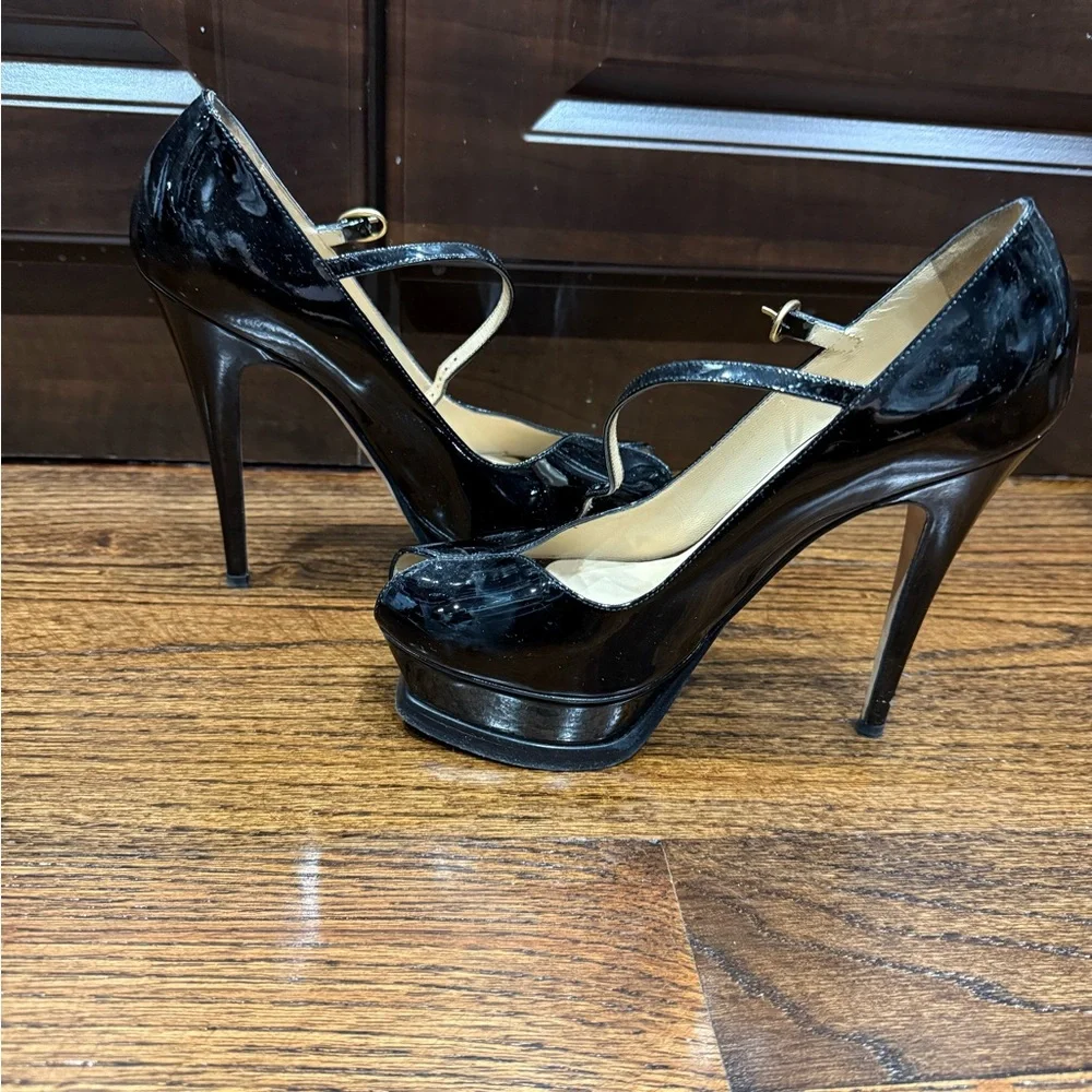 YSL platform peep toe high heel with strap. - Picture 3 of 8